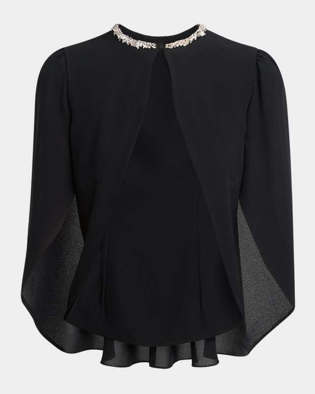 Embellished Silk Georgette Cape Top